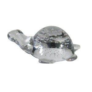 Turtle Glass Paperweight Size 1 5/8 Inches Height Clear Figurine Decor Sea Ocean
